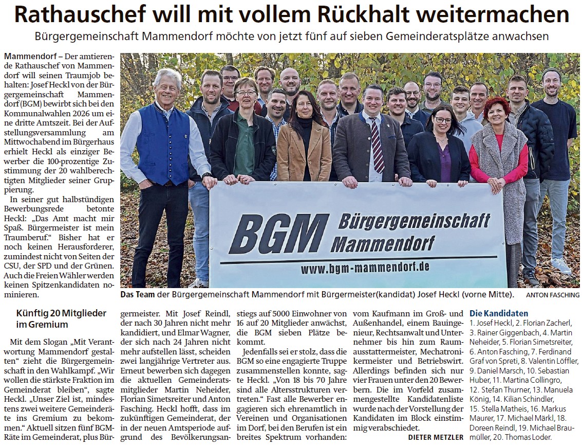 Nominierung BGM Gemeinderat FFB Tagblatt 21.11.2025