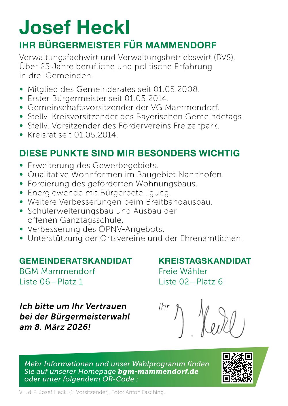 Bürgermeisterkandidat Josef Heckl